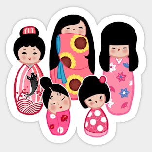 Kokeshi in Pink Sticker